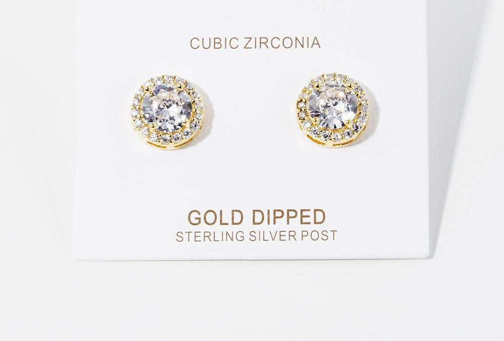 Gold Crystal Stud Earrings-M H W ACCESSORIES - M H W ACCESSORIES LLC