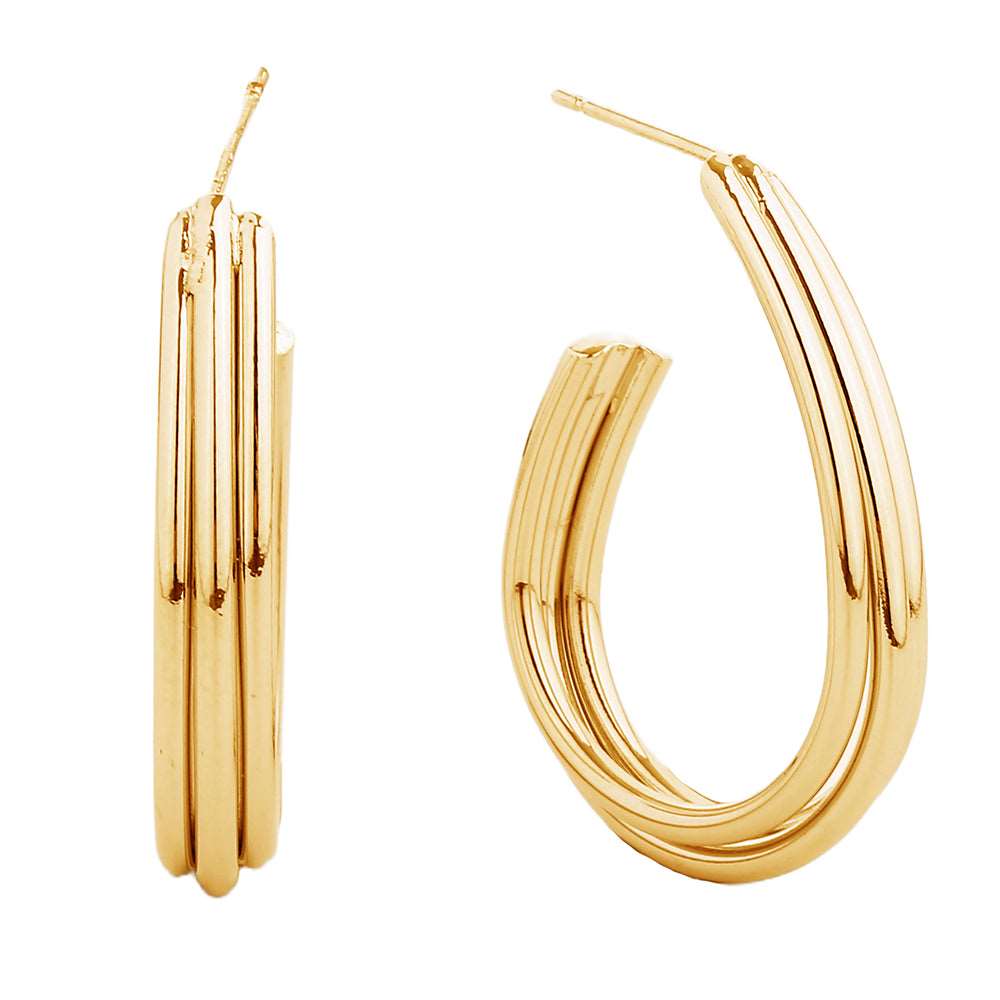 14K Gold Dipped Twist Hoop Earrings for Women - M H W ACCESSORIES LLC