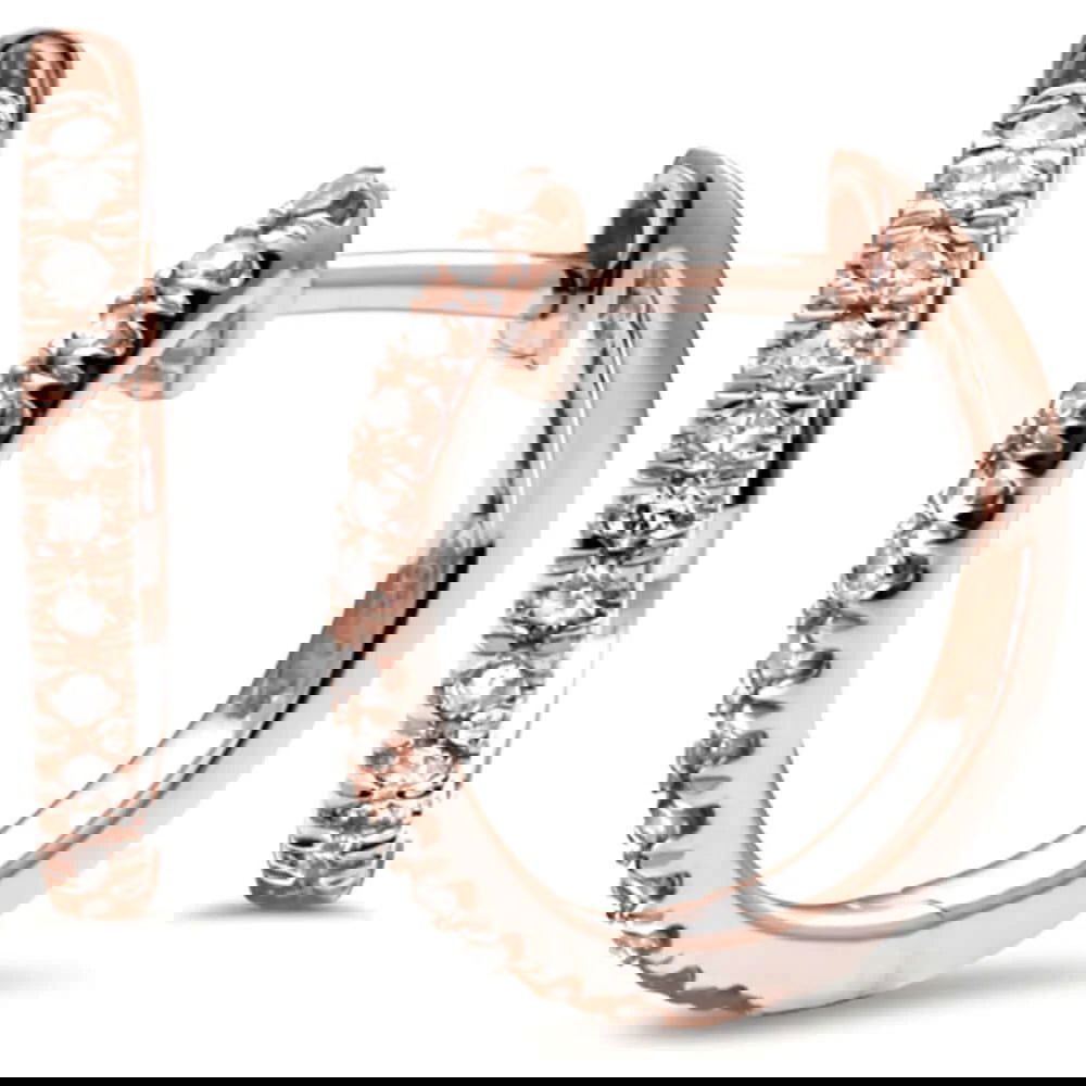 10K Rose Gold Diamond Hoop Earrings For Women - M H W ACCESSORIES LLC