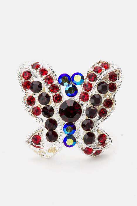 Silver Multicolored Adjustable Butterfly Ring - M H W ACCESSORIES LLC