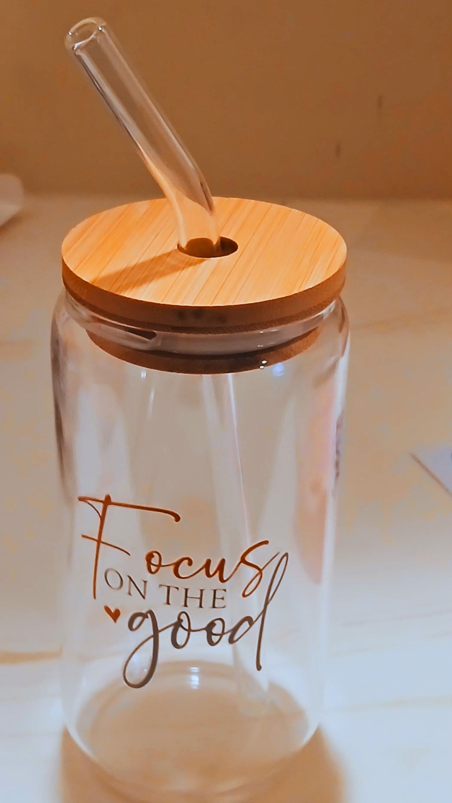 Focus On The Good Gold & Gray Glass Tumbler M H W ACCESSORIES LLC Focus On The Good Gold & Gray Glass Tumbler