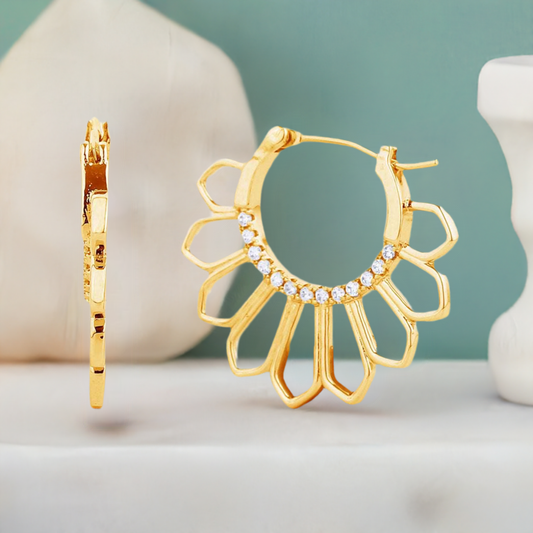 14K GOLD PLATED CZ PAVED EARRINGS for Women - M H W ACCESSORIES LLC