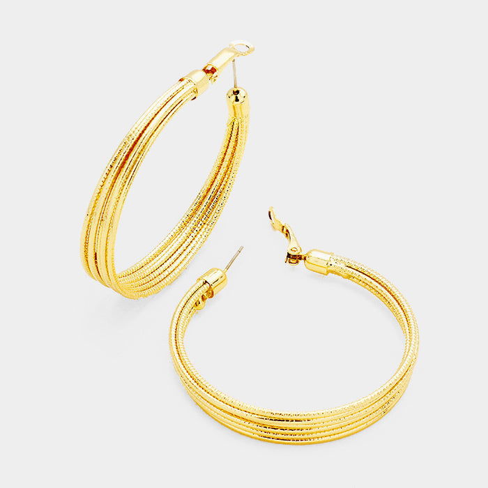 14K Gold Filled Hoop Omega Closure Metal Earrings for Women - M H W ACCESSORIES LLC