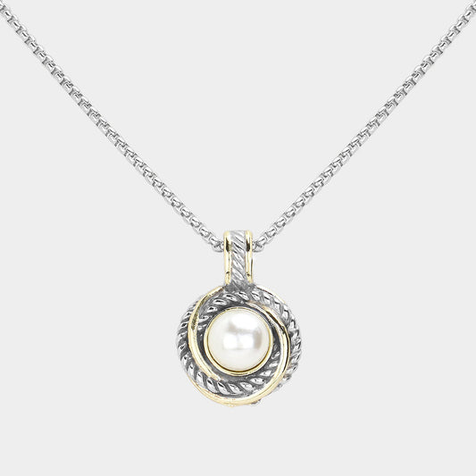 14K Gold Plated Pearl Pendant Necklace for Women - M H W ACCESSORIES LLC