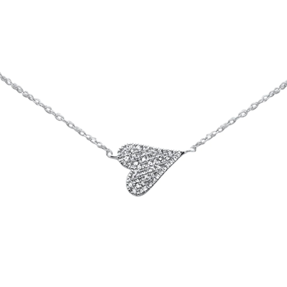 14K White Gold Diamond Sideway Heart Pendant Necklace-M H W ACCESSORIES - M H W ACCESSORIES LLC