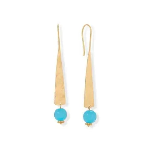 14 Karat Gold Plated Aqua Chalcedony Earrings- M H W ACCESSORIES - M H W ACCESSORIES LLC