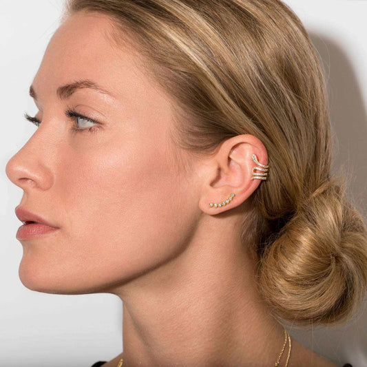 14 Karat Gold Plated Bezel CZ Ear Climbers-M H W ACCESSORIES - M H W ACCESSORIES LLC