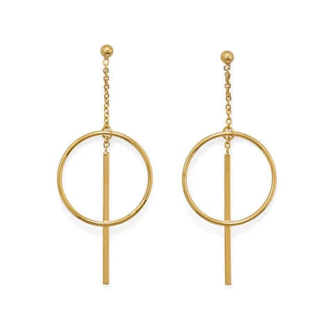 14 Karat Gold Plated Long Bar Post Earrings- M H W ACCESSORIES - M H W ACCESSORIES LLC
