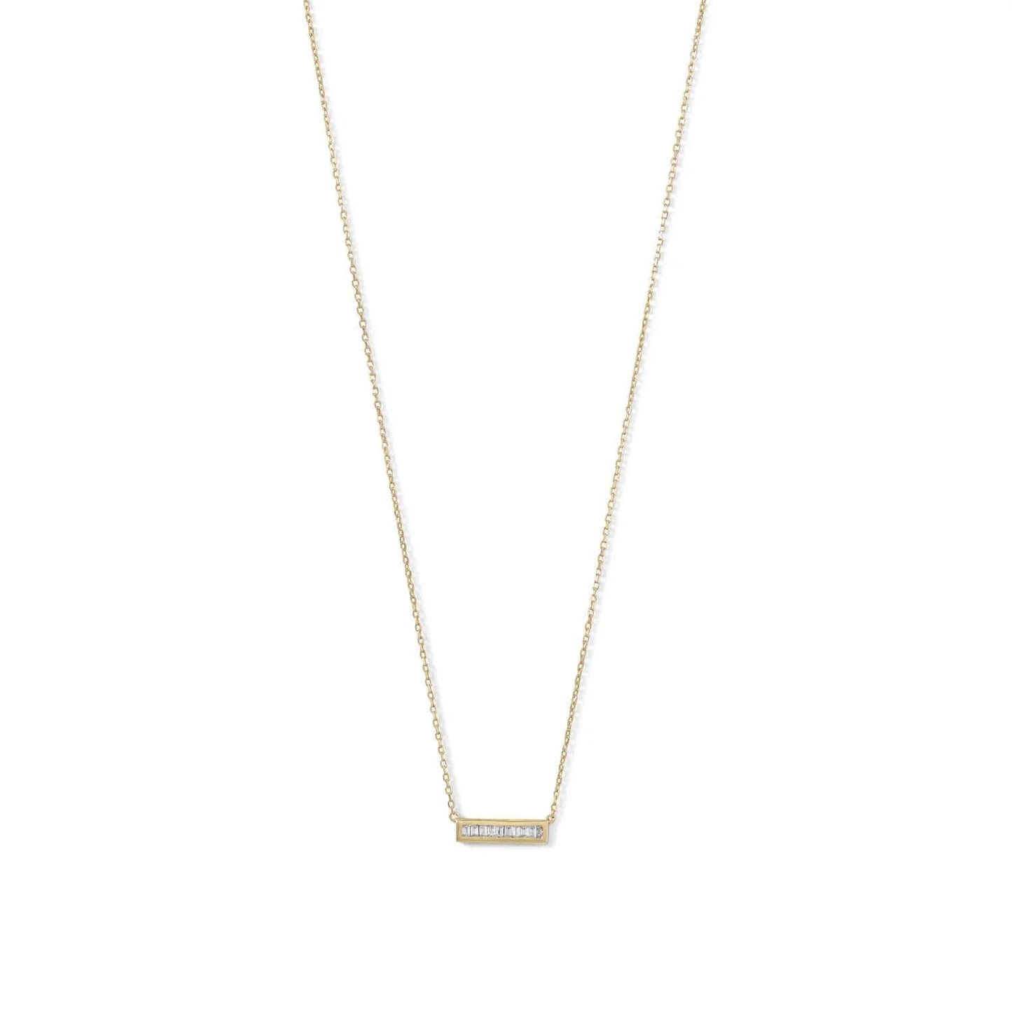 14 Karat Gold Plated Mini CZ Bar Necklace-M H W ACCESSORIES - M H W ACCESSORIES LLC
