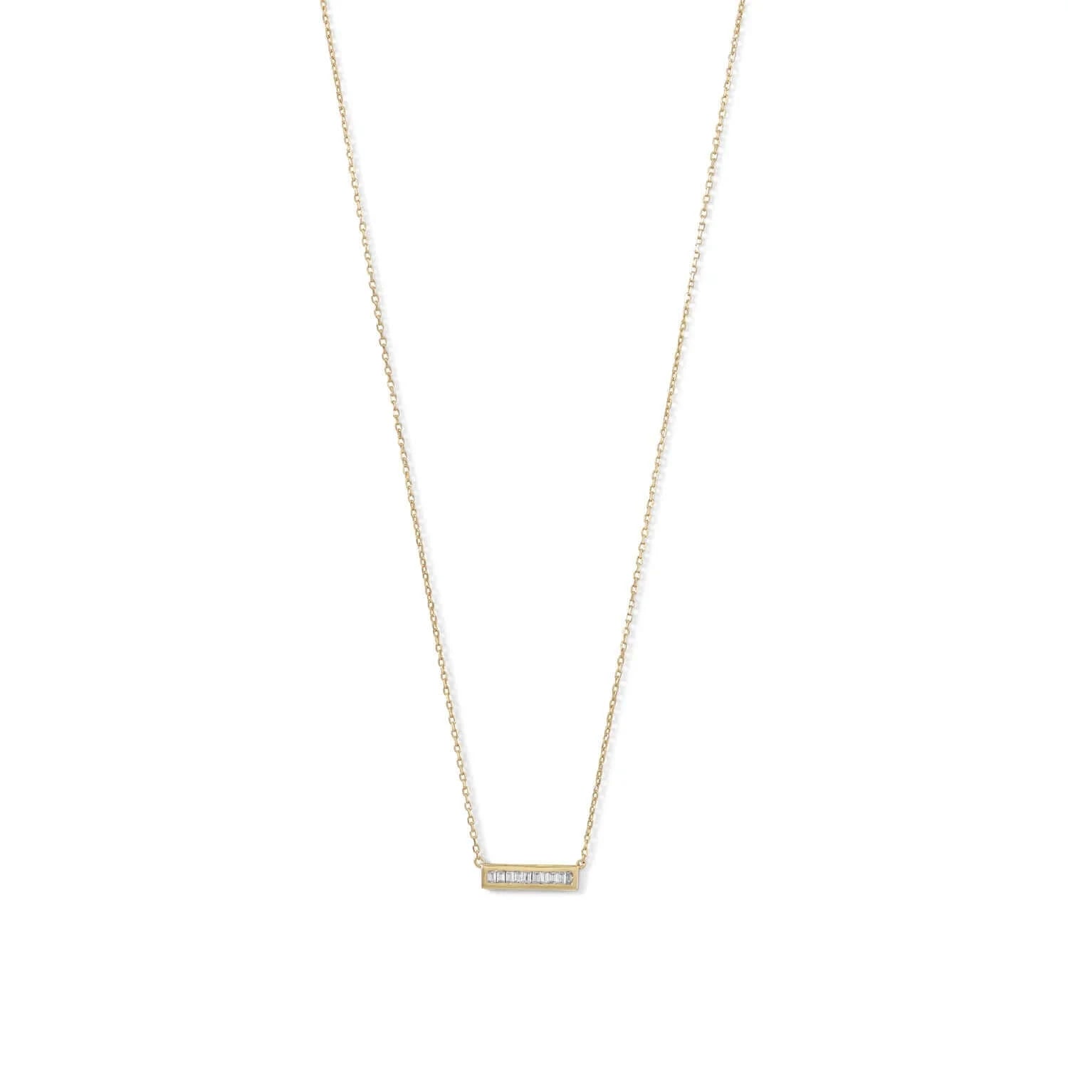 14 Karat Gold Plated Mini CZ Bar Necklace-M H W ACCESSORIES - M H W ACCESSORIES LLC