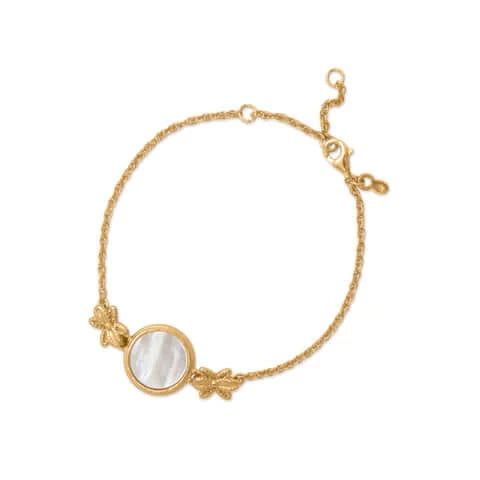 14 Karat Gold Plated Mother of Pearl Bracelet-M H W ACCESSORIES - M H W ACCESSORIES LLC