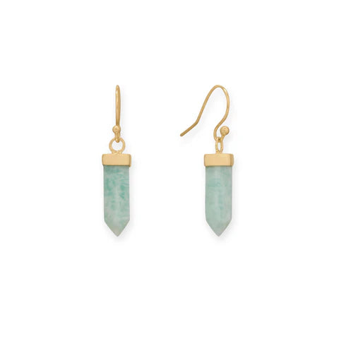 14 Karat Gold Plated Pencil Cut Amazonite Earrings - M H W ACCESSORIES LLC