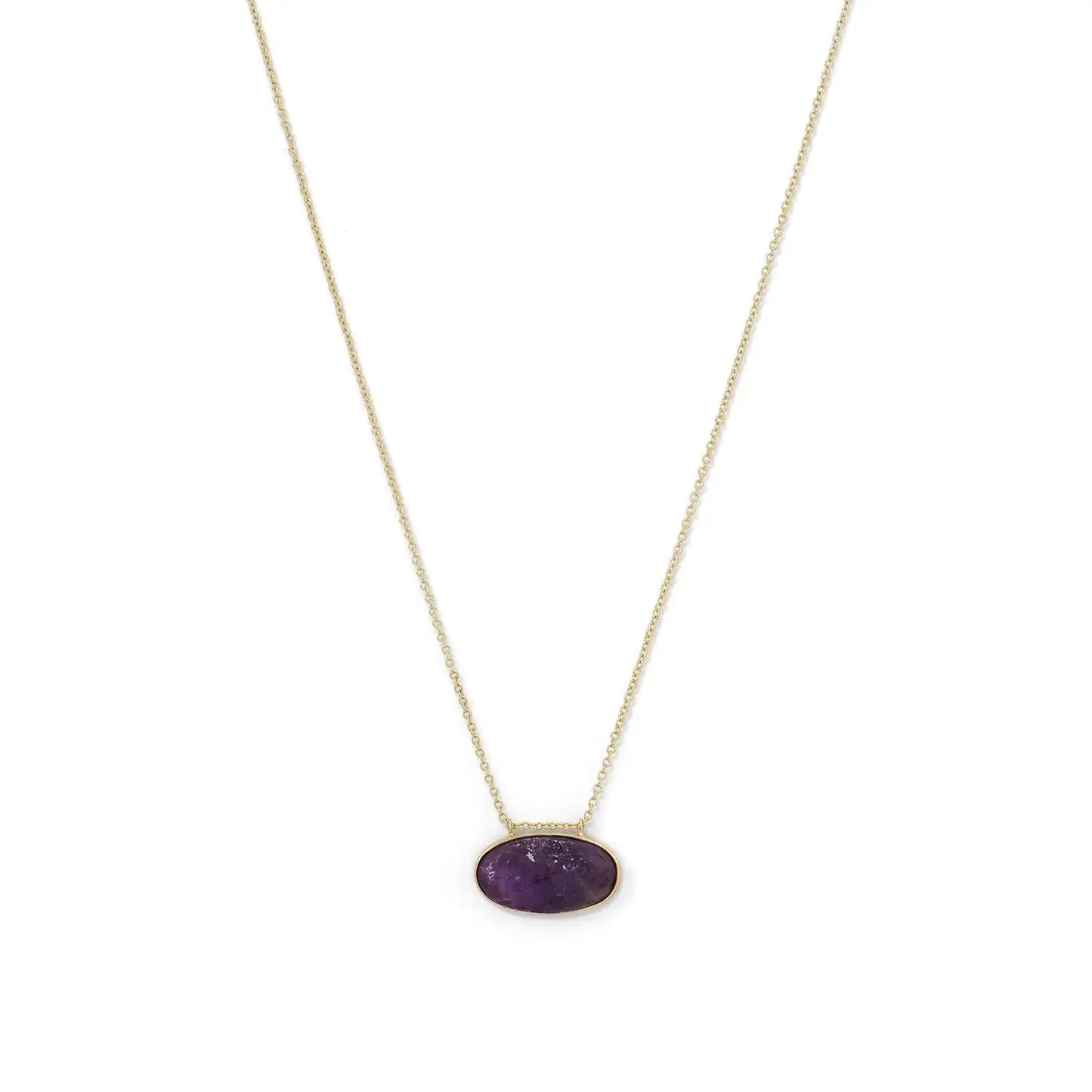 14 Karat Gold Plated Rough Cut Amethyst Slide Necklace - M H W ACCESSORIES LLC