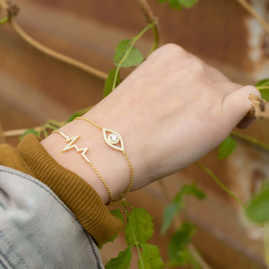 14 Karat Gold Plated Sterling Silver Heartbeat Bolo Bracelet-M H W ACCESSORIES - M H W ACCESSORIES LLC