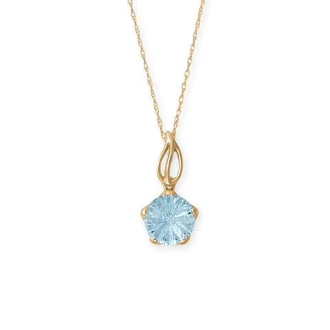 14 Karat Gold Precision Cut Sky Blue Topaz Necklace-M H W ACCESSORIES - M H W ACCESSORIES LLC