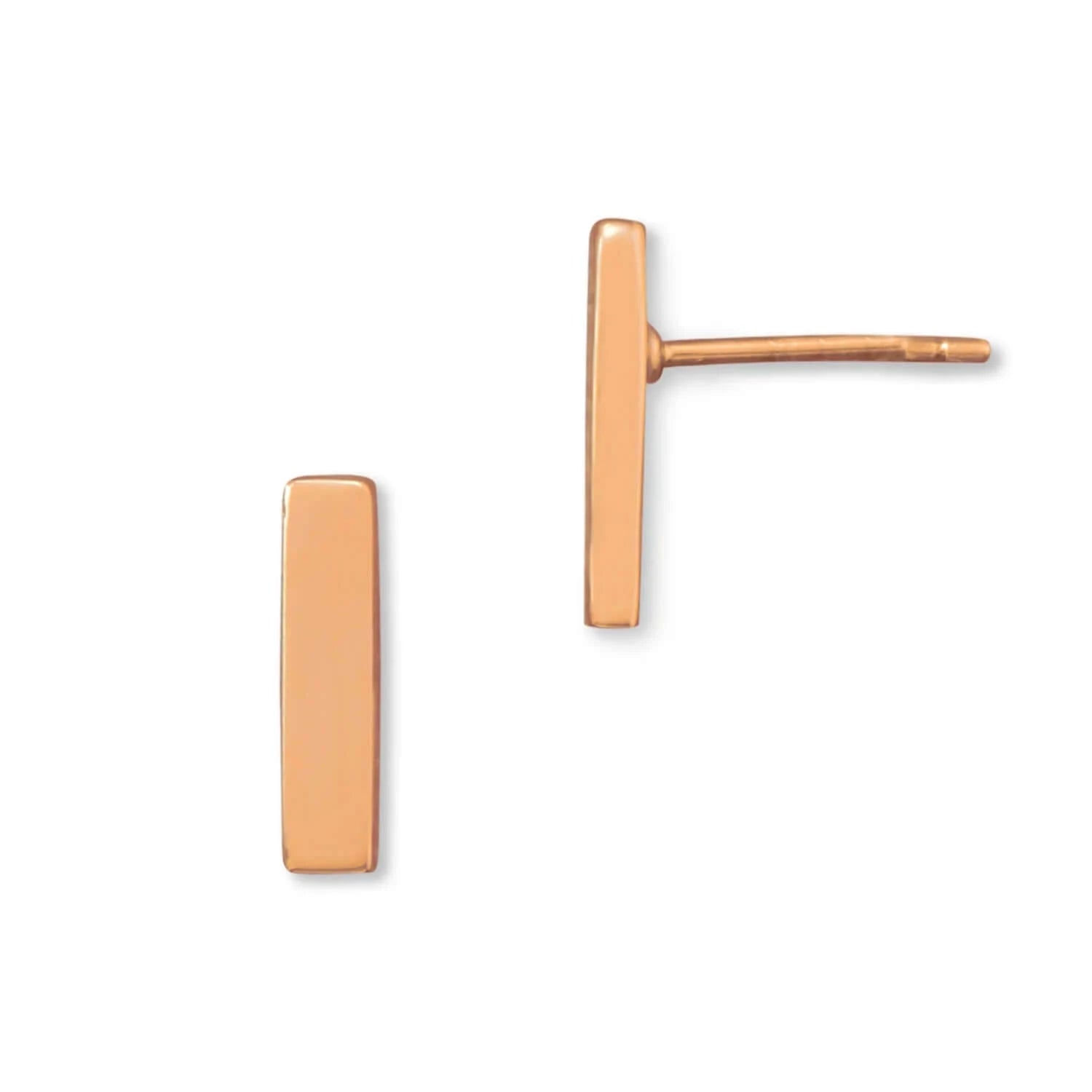 14 Karat Rose Gold Plated Bar Earrings-M H W ACCESSORIES - M H W ACCESSORIES LLC