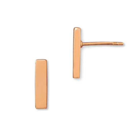 14 Karat Rose Gold Plated Bar Earrings-M H W ACCESSORIES - M H W ACCESSORIES LLC