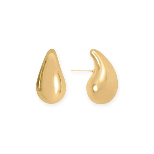 14 karat Gold Plated Sterling Silver Hollow Raindrop Earrings - M H W ACCESSORIES LLC