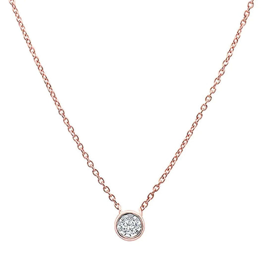 14 kt Rose Gold Diamond Solitaire Pendant Necklace-M H W ACCESSORIES - M H W ACCESSORIES LLC