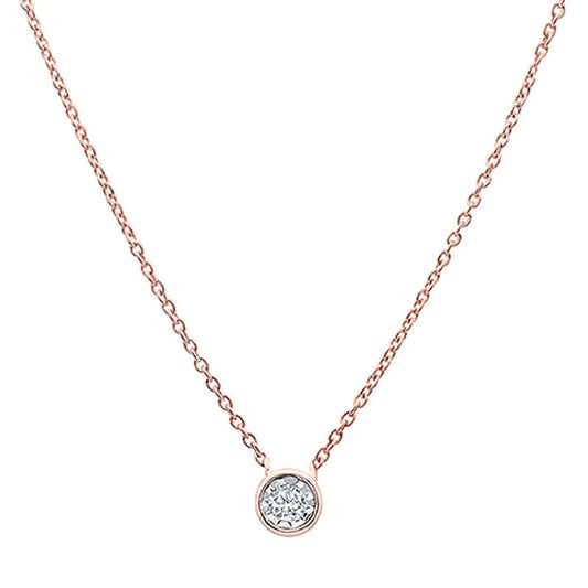 14 kt Rose Gold Diamond Solitaire Pendant Necklace-M H W ACCESSORIES - M H W ACCESSORIES LLC