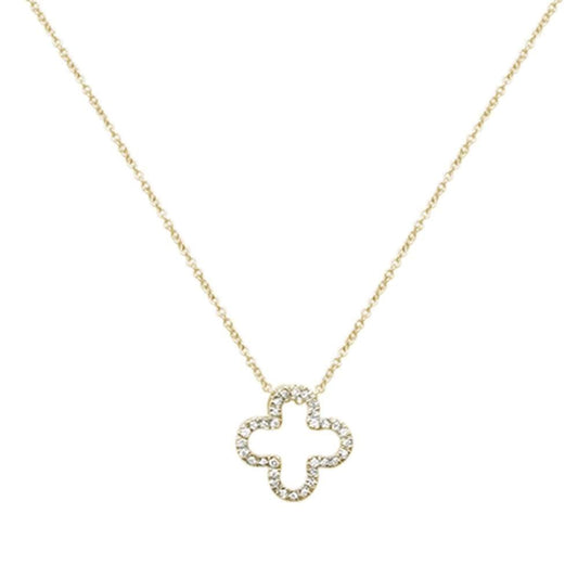 14kt Yellow Gold Quatrefoil Diamond Necklace-M H W ACCESSORIES - M H W ACCESSORIES LLC