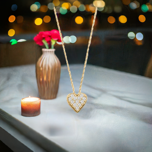 16" + 2" 14 Karat Gold Plated Pave CZ Heart "MOM" Necklace - M H W ACCESSORIES LLC