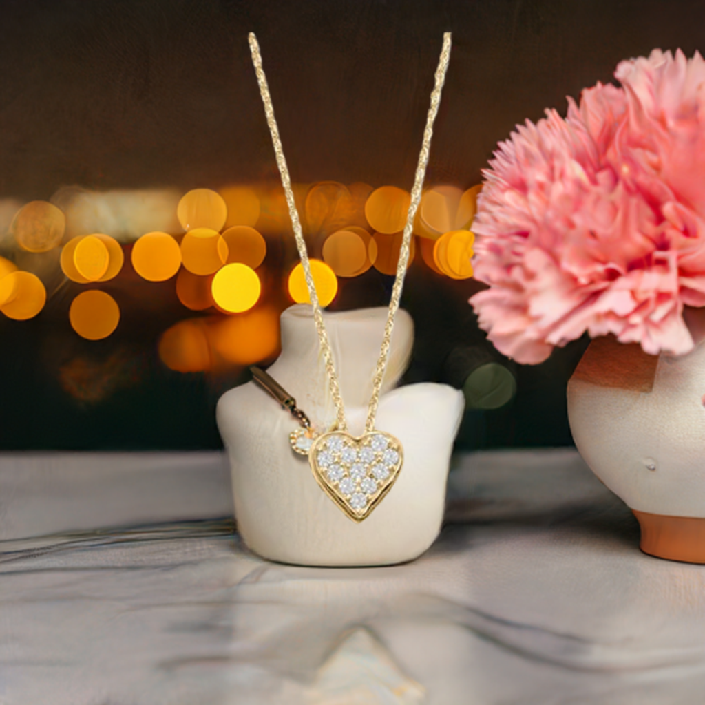 16" + 2" 14 Karat Gold Plated Pave CZ Heart "MOM" Necklace - M H W ACCESSORIES LLC