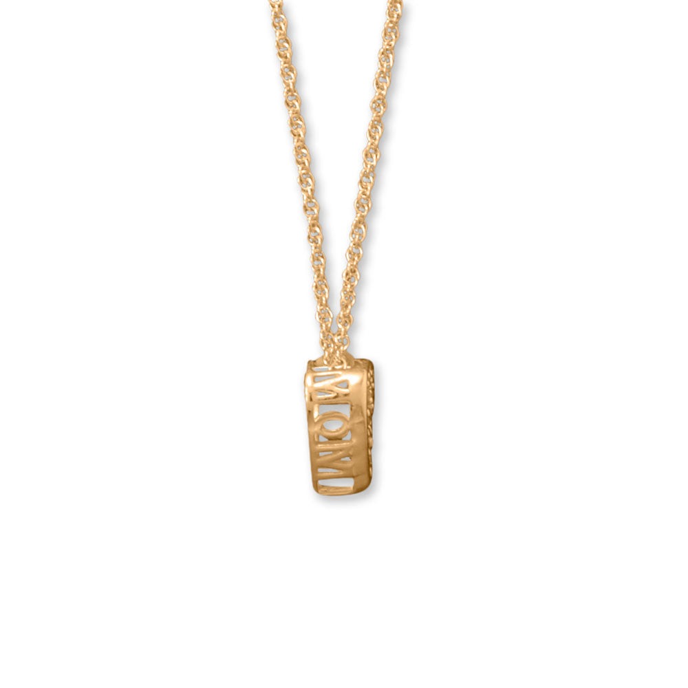 16" + 2" 14 Karat Gold Plated Pave CZ Heart "MOM" Necklace - M H W ACCESSORIES LLC