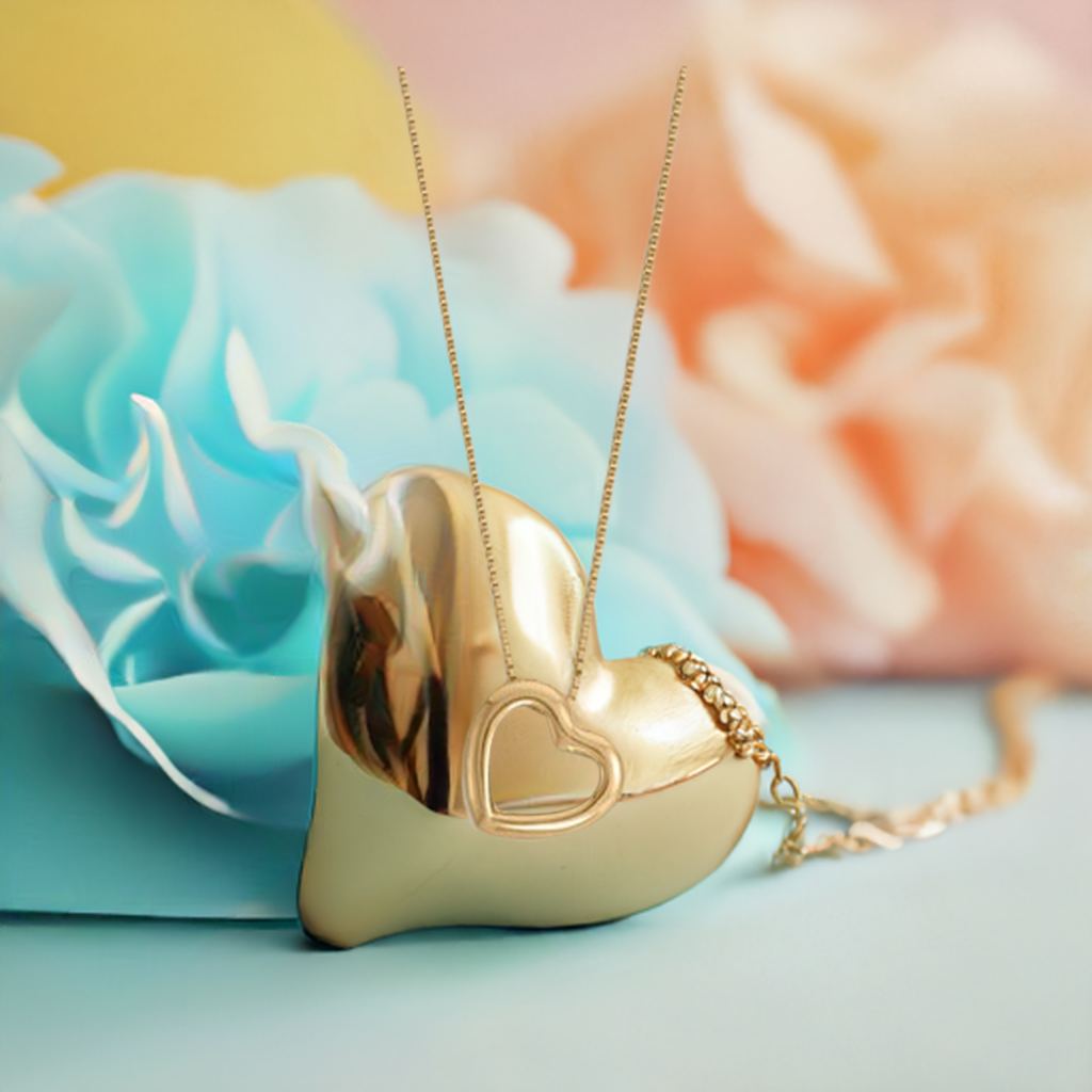 16" + 2" 14 Karat Gold Plated Sterling Silver CZ Lined Floating Heart Necklace - M H W ACCESSORIES LLC