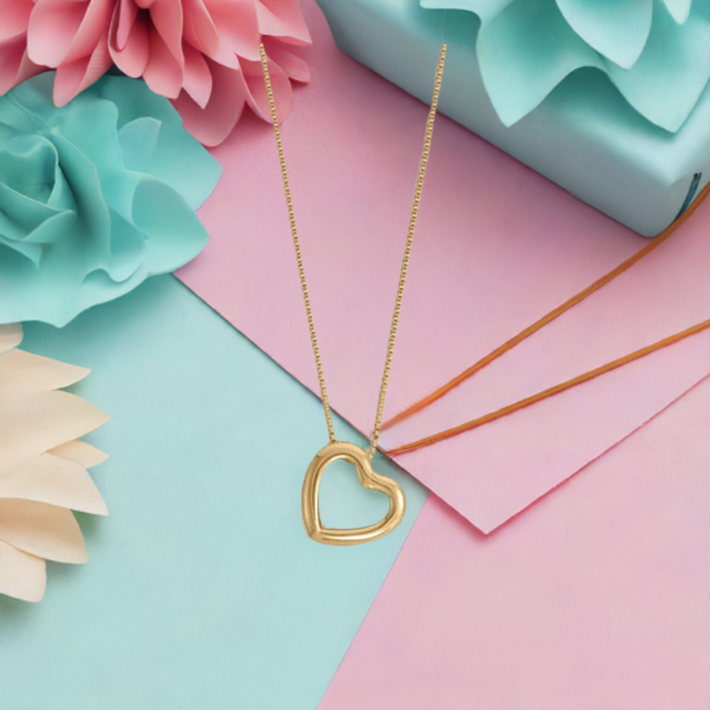 16" + 2" 14 Karat Gold Plated Sterling Silver CZ Lined Floating Heart Necklace - M H W ACCESSORIES LLC