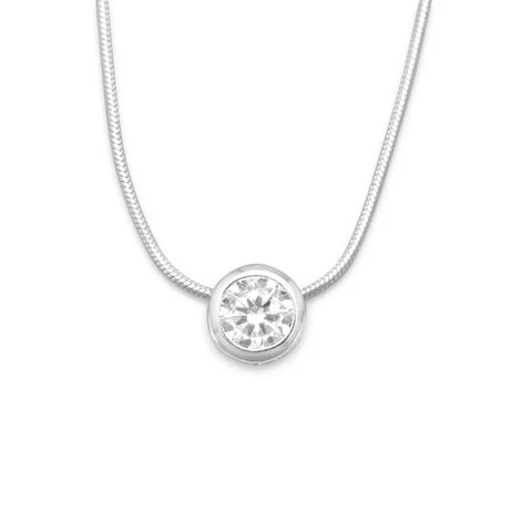 16" Necklace with 7mm Bezel Set CZ Slide - M H W ACCESSORIES LLC
