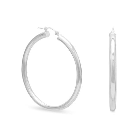 Sterling Silver 3mm x 40mm Hoop Earrings with Click - M H W ACCESSORIES LLC