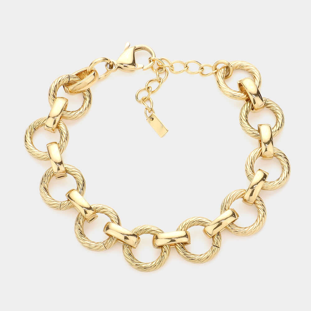 18K Gold Dipped Stainless Steel Premium Handmade Chain Link Bracelet - M H W ACCESSORIES LLC