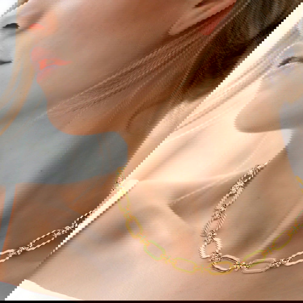 18K Gold Dipped Stainless Steel Premium Handmade Chain Necklace - M H W ACCESSORIES LLC