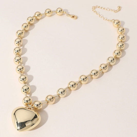 18K White Gold Dipped Heart Pendant Bubble Necklace - M H W ACCESSORIES LLC