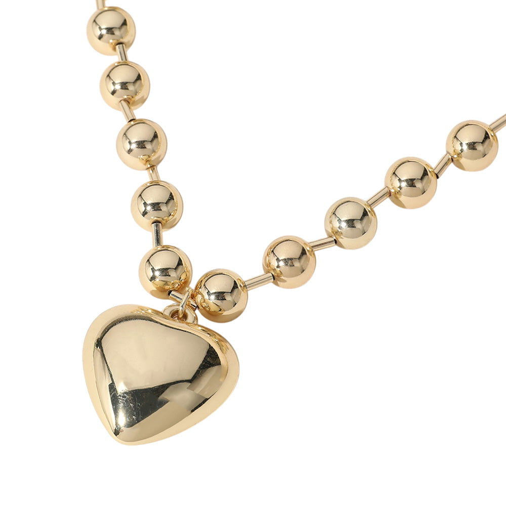 18K White Gold Dipped Heart Pendant Bubble Necklace - M H W ACCESSORIES LLC