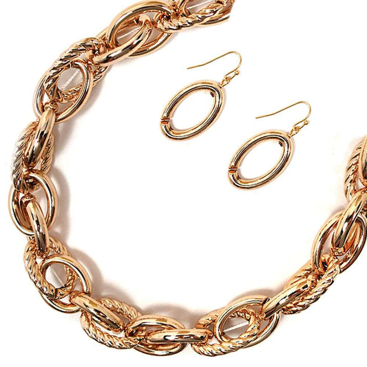 GOLD LINK CHAIN CABLE NECKLACE SET-M H W ACCESSORIES - M H W ACCESSORIES LLC