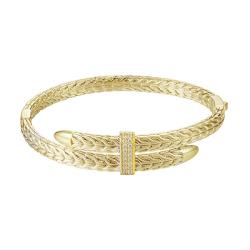 Gold Plated Cz Lock Bangle Bracelet M H W ACCESSORIES LLC Gold Plated Cz Lock Bangle Bracelet