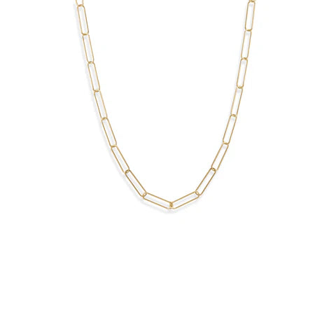 21" 14 Karat Gold Plated Paperclip Chain Necklace - M H W ACCESSORIES LLC
