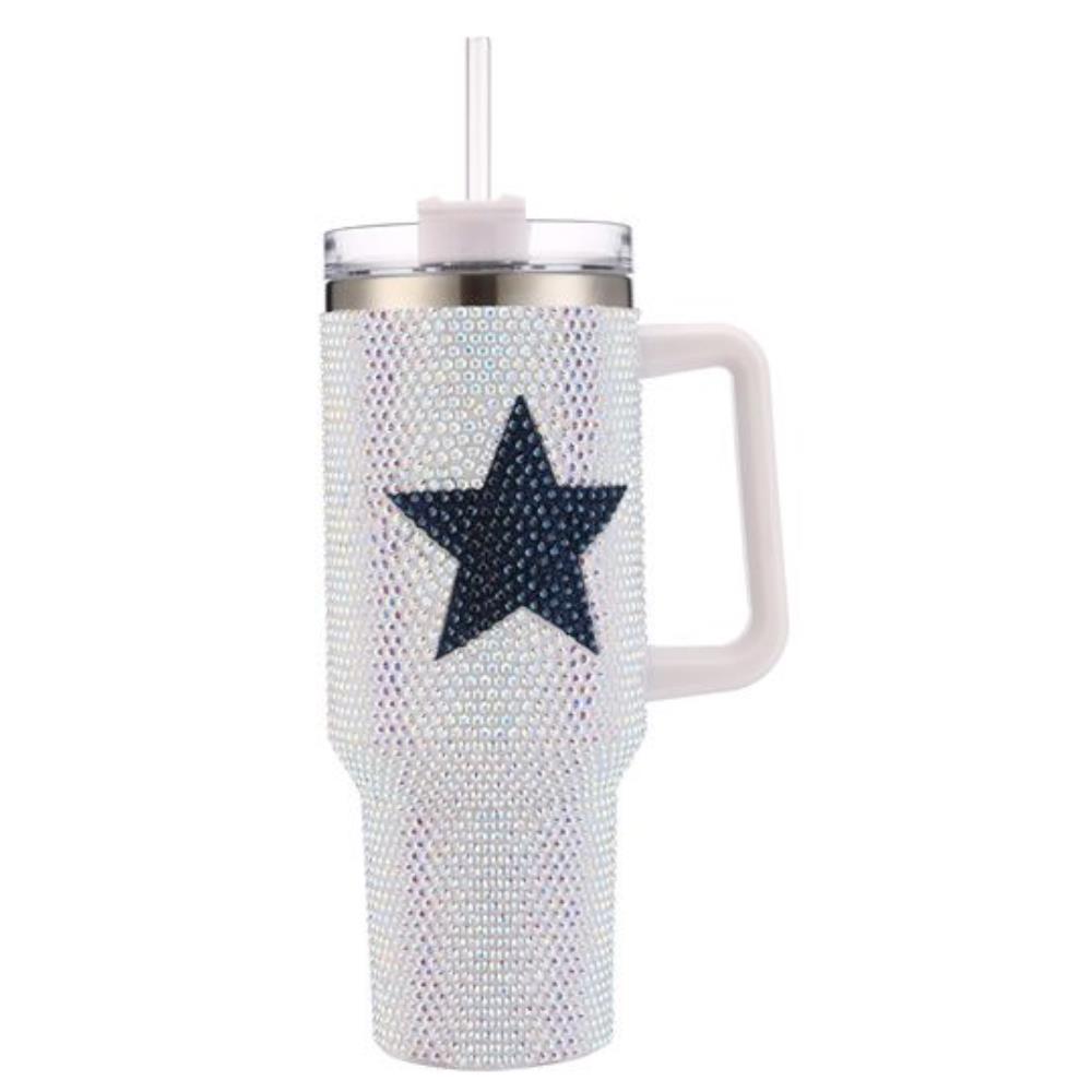 STAR RHINESTONE BLING 40 OZ TUMBLER WITH HANDLE