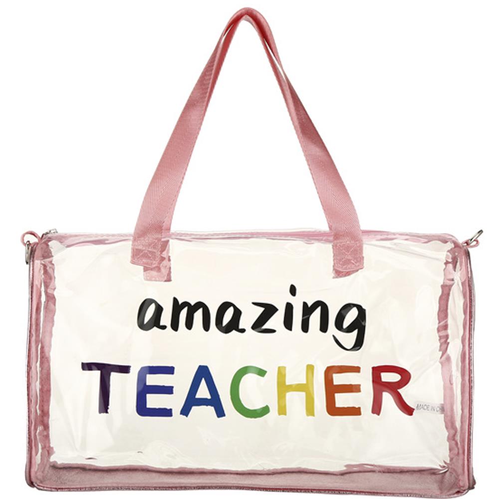 PINK CLEAR AMAZING TEACHER RECTANGLE TOTE BAG