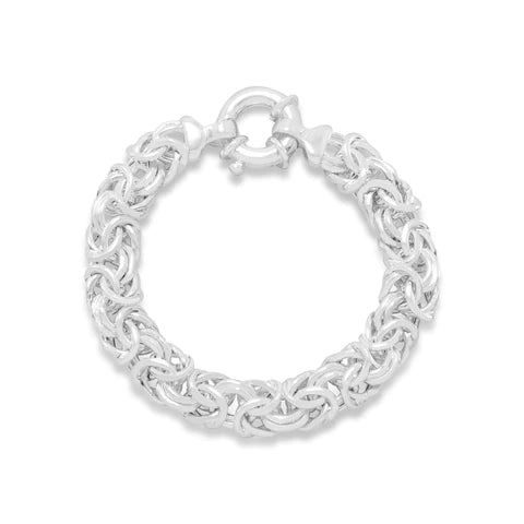 8 inch Sterling Silver Gauge Oval Byzantine Bracelet - M H W ACCESSORIES LLC
