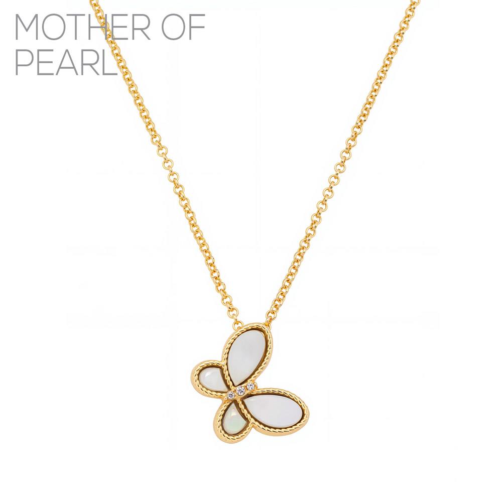 Mother of Pearl Butterfly Rope Necklace