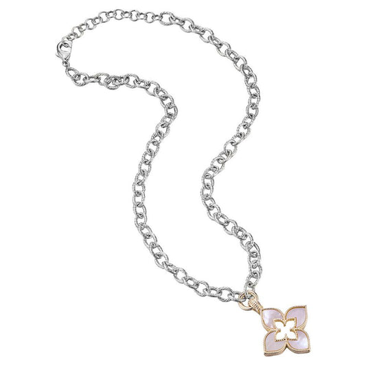 TWO TONE MOP FLOWER STATION NECKLACE