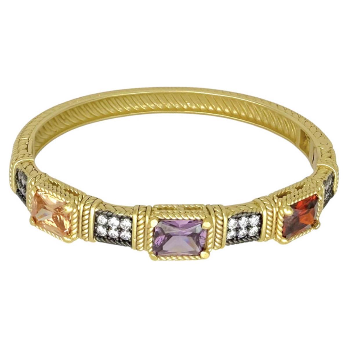 Two Tone Cz Multi Row Bangle Bracelet M H W ACCESSORIES LLC Two Tone Cz Multi Row Bangle Bracelet