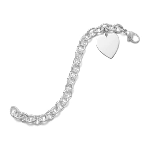 Cable Bracelet with 21mm Heart- M H W ACCESSORIES - M H W ACCESSORIES LLC