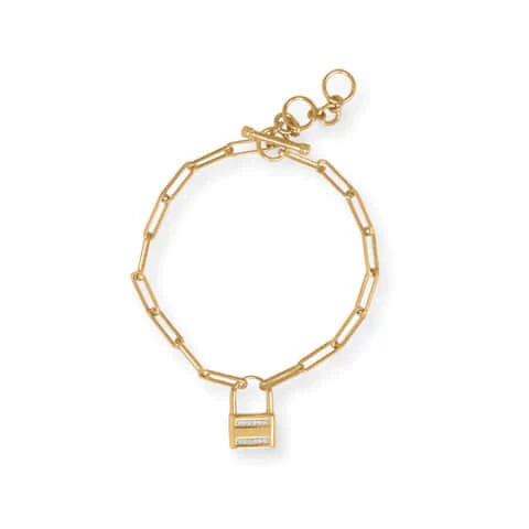 14 Karat Gold Plated Lock Toggle Bracelet-M H W ACCESSORIES - M H W ACCESSORIES LLC