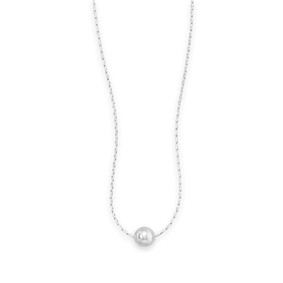 Sterling Silver Necklace with Polished Bead-M H W ACCESSORIES - M H W ACCESSORIES LLC