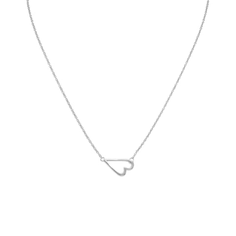 Sterling Silver Sideways Heart Necklace for Women - M H W ACCESSORIES LLC