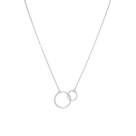 16" + 2" Rhodium Plated Circle Link Necklace - M H W ACCESSORIES LLC